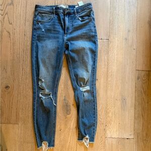 Abercrombie & Fitch Distressed Dark Blue Skinny Jeans
